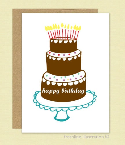 Birthday Card - Candles Birthday Cake Greeting Card with Envelope
