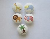 Zoo animals jungle giraffe hippo lion monkey elephant drawer pull knob knobs nursery