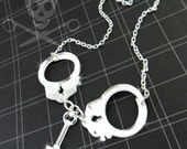 SILVER MIRRORED HANDCUFF - Laser Cut Acrylic Necklace