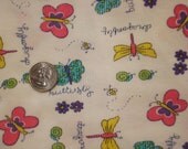 NEW butterflies and dragonflies on 2 by 1 cotton rib knit fabric 1 YD