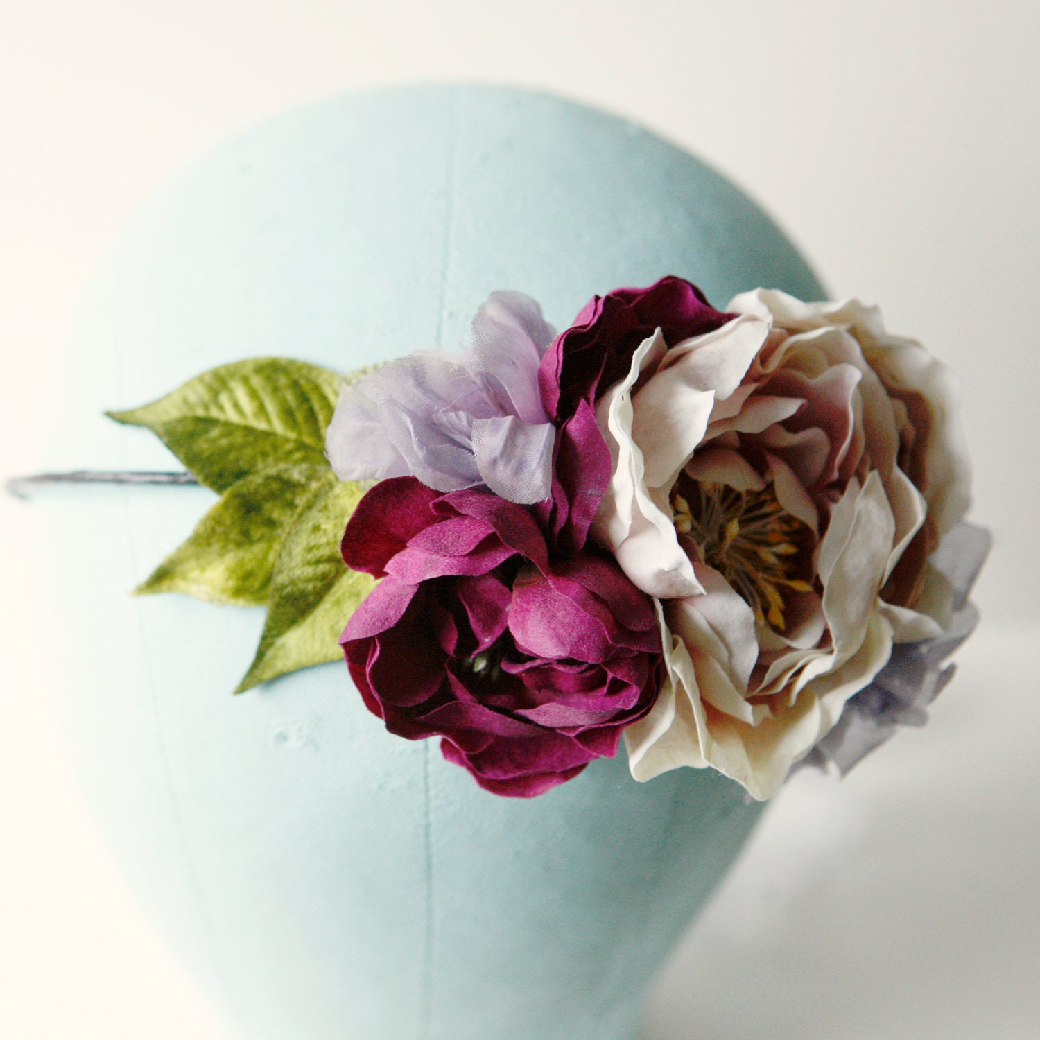 purple flower fascinator, bridal hair crown - AUTUMN AIR