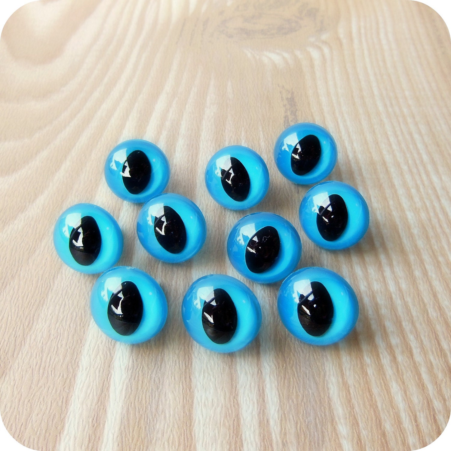 15mm Blue Cat Eyes - 5 pairs Safety Eyes