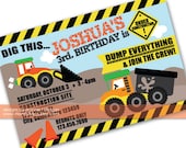 Construction/Dump Truck, Tractor Birthday Invitation - Printable Digital File