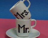 Upcycled Espresso Cup Set - Mr. and Mrs.