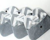 Bridesmaid Clutch Purse, Personalized Bridesmaid Gift, Name or Message, Wedding Clutch, Set of 4, Gray Chevron