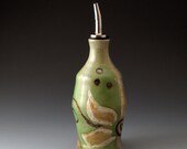 Oil or Vinegar Bottle - Ceramic Cruet with Flower Motif