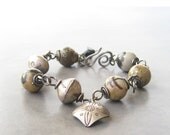 wire wrapped bracelet jasper bracelet organic bracelet rustic chunky jasper bracelet oxidized silver