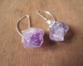 AMETHYST // Sterling silver earrings with natural raw Amethyst crystal