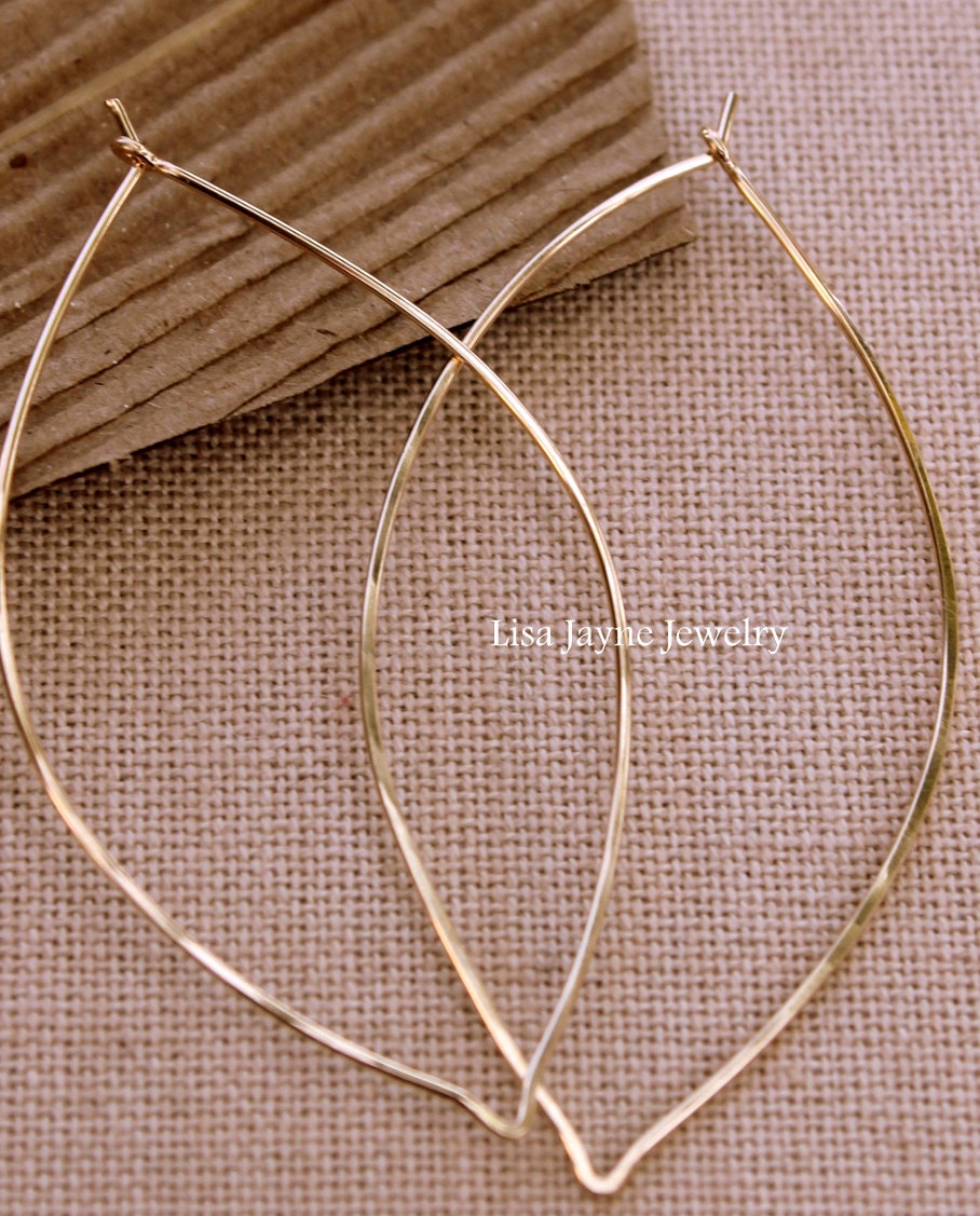 Gold Leaf Hoop Earrings Simple Classy Modern. Summer. Dangles.