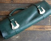 Emerald Leather Chef's Knife Roll