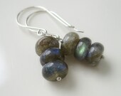 Labradorite and sterling silver earrings, simple, modern - ready to ship