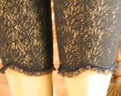 Vintage 1960s Black Stretch Lace Pettipants Lace Trim Hem - Carol Brent