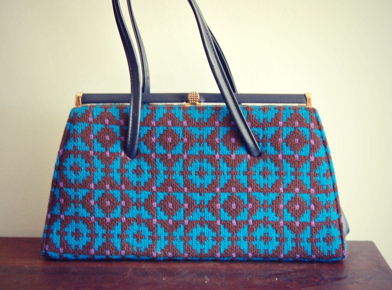 vintage wool tapestry bag