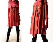 Fruit of Summer - poncho collared layered woolen dress (Q3101) - idea2lifestyle