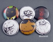 Internet Meme Pinback Buttons Set of 6 (Set no. 3)