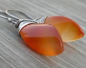 Fiery Carnelian Twist Briolette Sterling Earrings