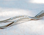 His And Hers Wedding Forks Table Setting For Bride And Groom Eating SWAROVSKI Crystals And Fresh Water Pearls - PERSONALIZE Your COLORS