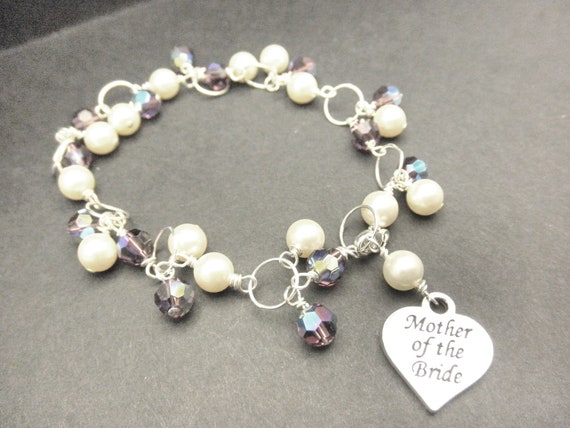 Mother of the Bride or Groom Confetti Wedding Bracelet- Swarovski Crystal and Pearl- Pick Your Own Colors