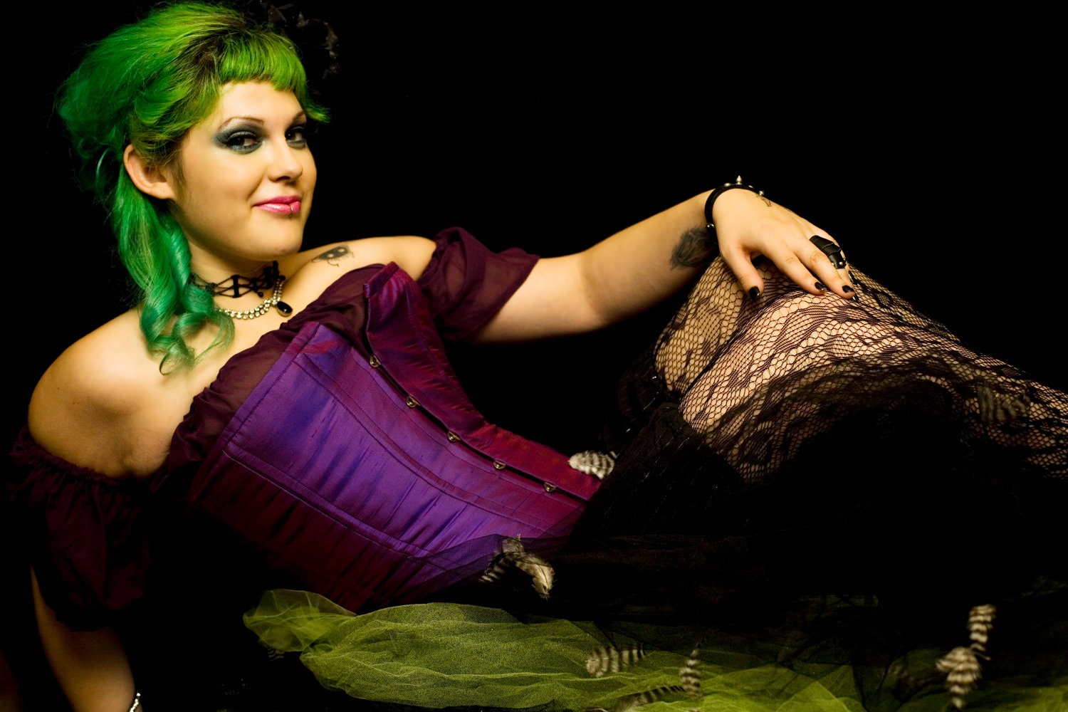 Purple Duponi Silk Steel Boned Corset size 18-20