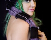 Black & Purple Recycled Elf  Feiry Roller Derby Mascot Beanie Cap HALLOWEEN SALE 20% OFF
