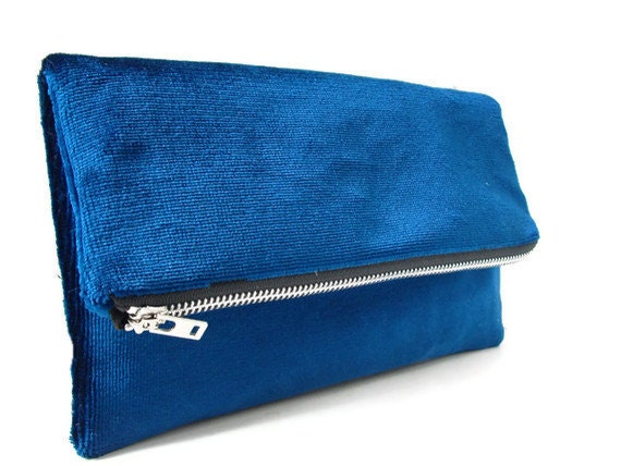Clutch, Sapphire Blue Fold Over Clutch Purse, Evening Bag
