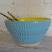 Yellow & Baby Blue Bowl - large wheel thrown bowl - Belly Bowls