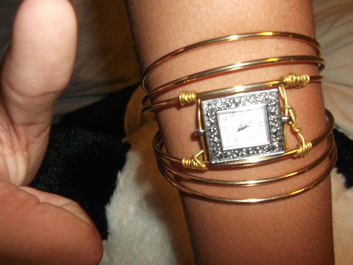 Clearance Gold Bangle Bracelet Wire Wrapped Watch