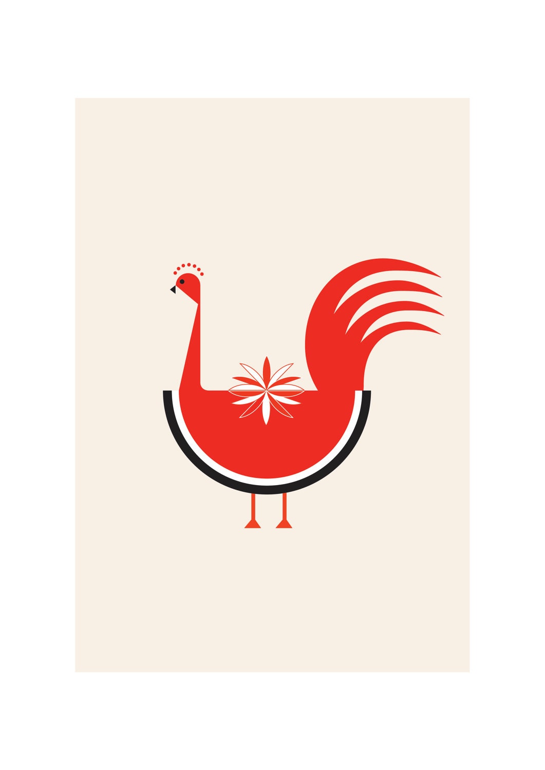 Hen Art Print Bird Animal Illustration Modern home decor Wedding Birthday Gift anniversary Colorful