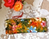 Pencil Case -- Cosmetic Bag -- Vintage Fabric in Bright Florals