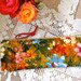 Pencil Case -- Cosmetic Bag -- Vintage Fabric in Bright Florals