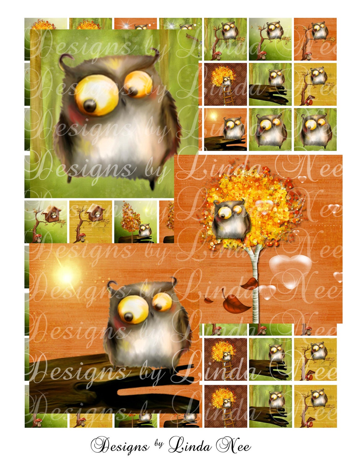 OWL Fall in LOVE (.75 x .83 scrabble inch) Images Digital Collage Sheet - Commercial or Personal Use Printable sticker magnet Buy 2 Get 1