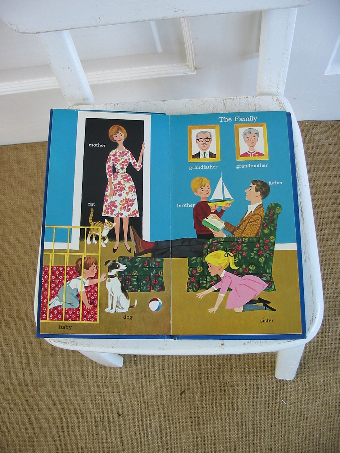 Vintage Golden Children Book Board Words Picture Sixties Baby