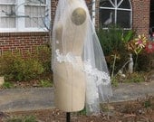 Lace Appliqued Veil ivory one of a kind