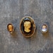 SALE Vintage 1940s CAMEO brooch and earring SET /  amber cameo brooch and earrings / W. Germany