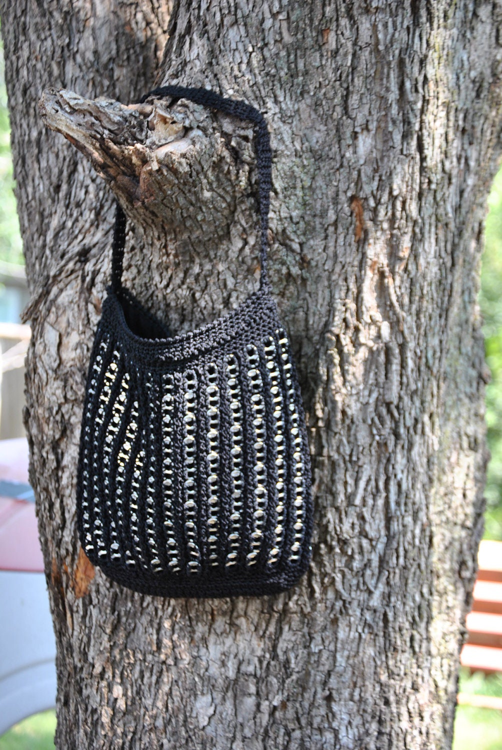Black Crochet Can Tab Bag