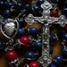 925 Silver 6 cm Cross Lapis lazuli & Fire Coral Rosary