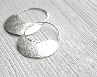 Little Urban Hoops -  handmade sterling silver organic look hoop earrings, textured and domed