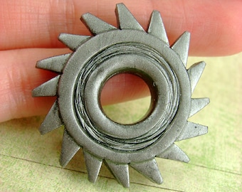 Silver Saw Blade - Mechanical Movement Collection - Industrial Steampunk Polymer Clay - Pendant / Necklace