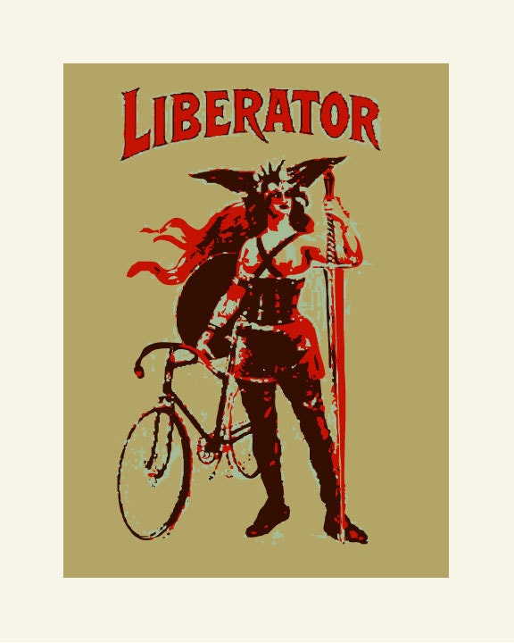 Bike Print, The Liberator and Her Fixed Gear Bike, fine art archival Giclee