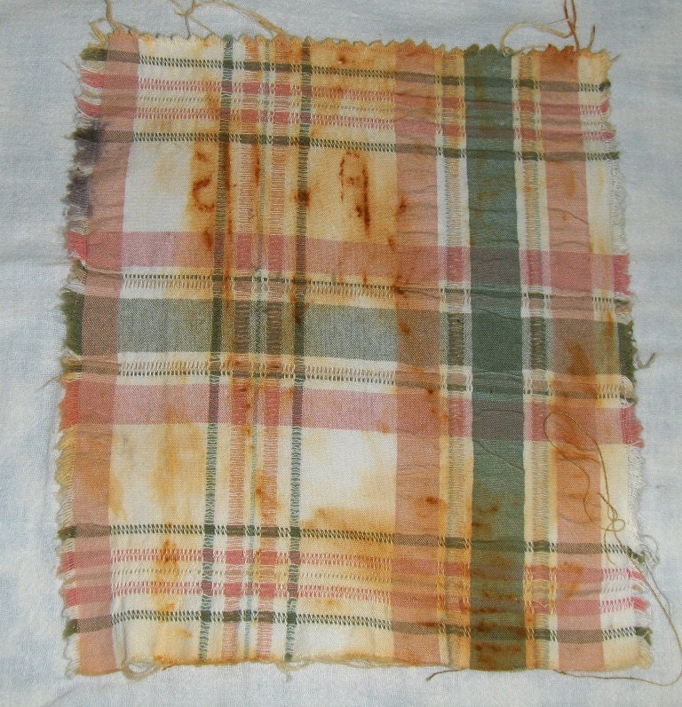 Hand Dyed Fabric Made with Rust and the Sun -  one  free shipping within USA