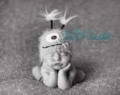 Green Monster Newborn Baby Hat, Photography Prop, Little Monster