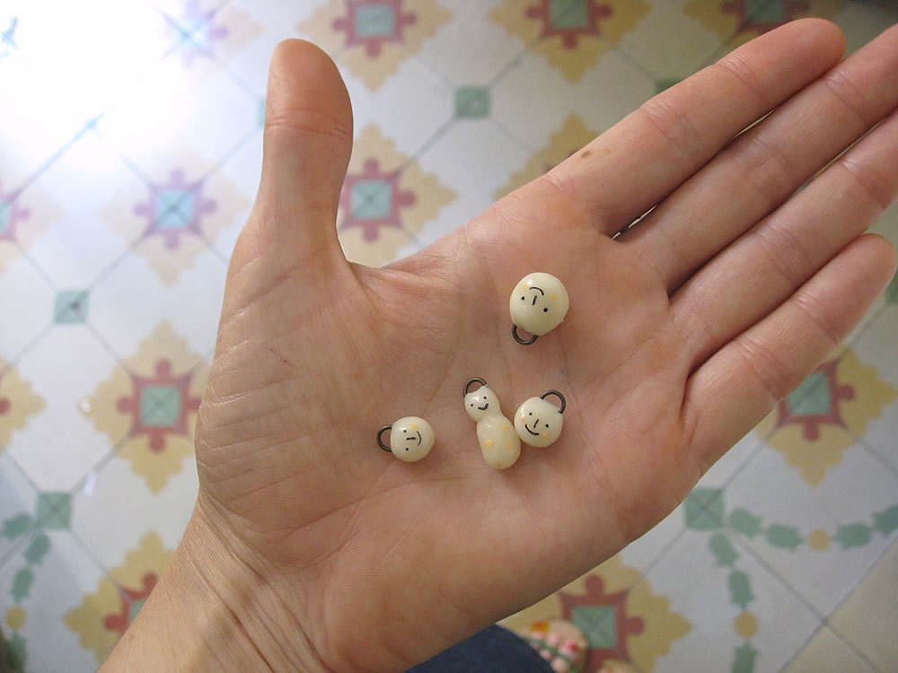 Peanut. One-of-a-kind Handmade Porcelain Pendant.