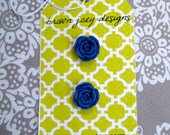 post earrings - - royal blue resin flowers - - hypoallergenic posts