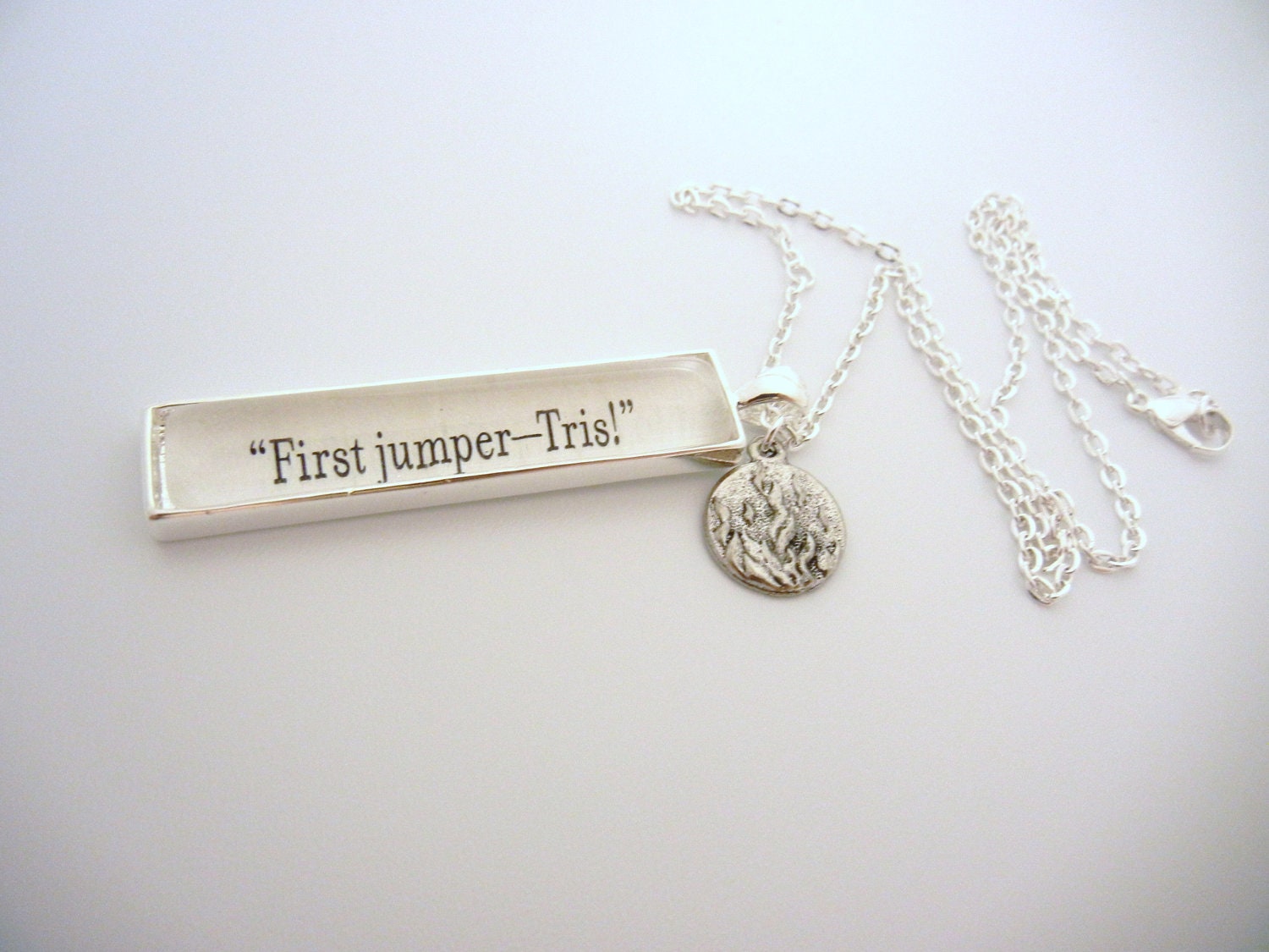 Divergent "First jumper, Tris" fancy book charm Quote Necklace