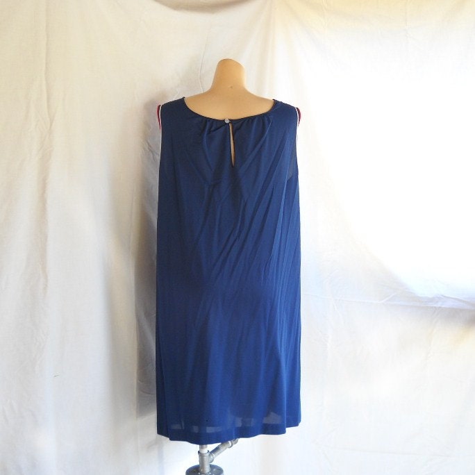 Vintage Nightgown Beach Cover Up Lingerie Boat Neck Crew Neck Red White Navy Blue Nautical