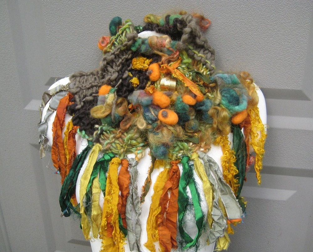 Sale Boho Trendy Womens Fashion Designer Hand Knitted Scarf / One of a Kind OOAK / Gift for her