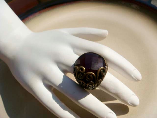 Summer Sale Vintage Victorian style large Red Carnelian ring size 5
