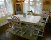 Antique Table with Fabulous Ornate Base and 4 Chairs