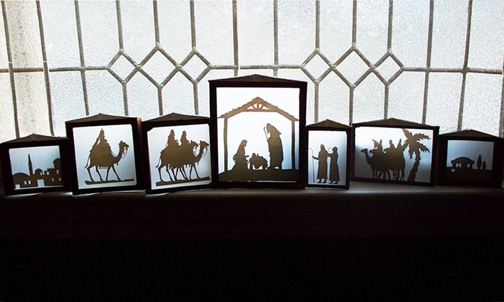 7 pc Christmas Nativity Luminaries--Nativity Scene Luminary Set--Paper Luminary Manger Scene With Expedited Priority Shipping