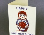 Mother's day card - Matryoshka doll - Screen printed